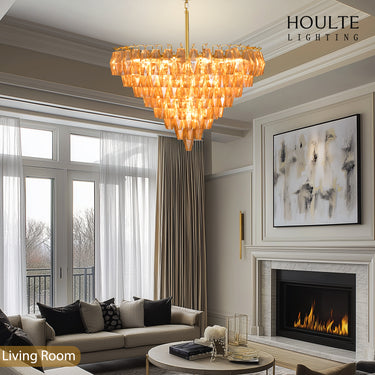 Celestial Drop Glass Crystal Glass Chandelier 36"
