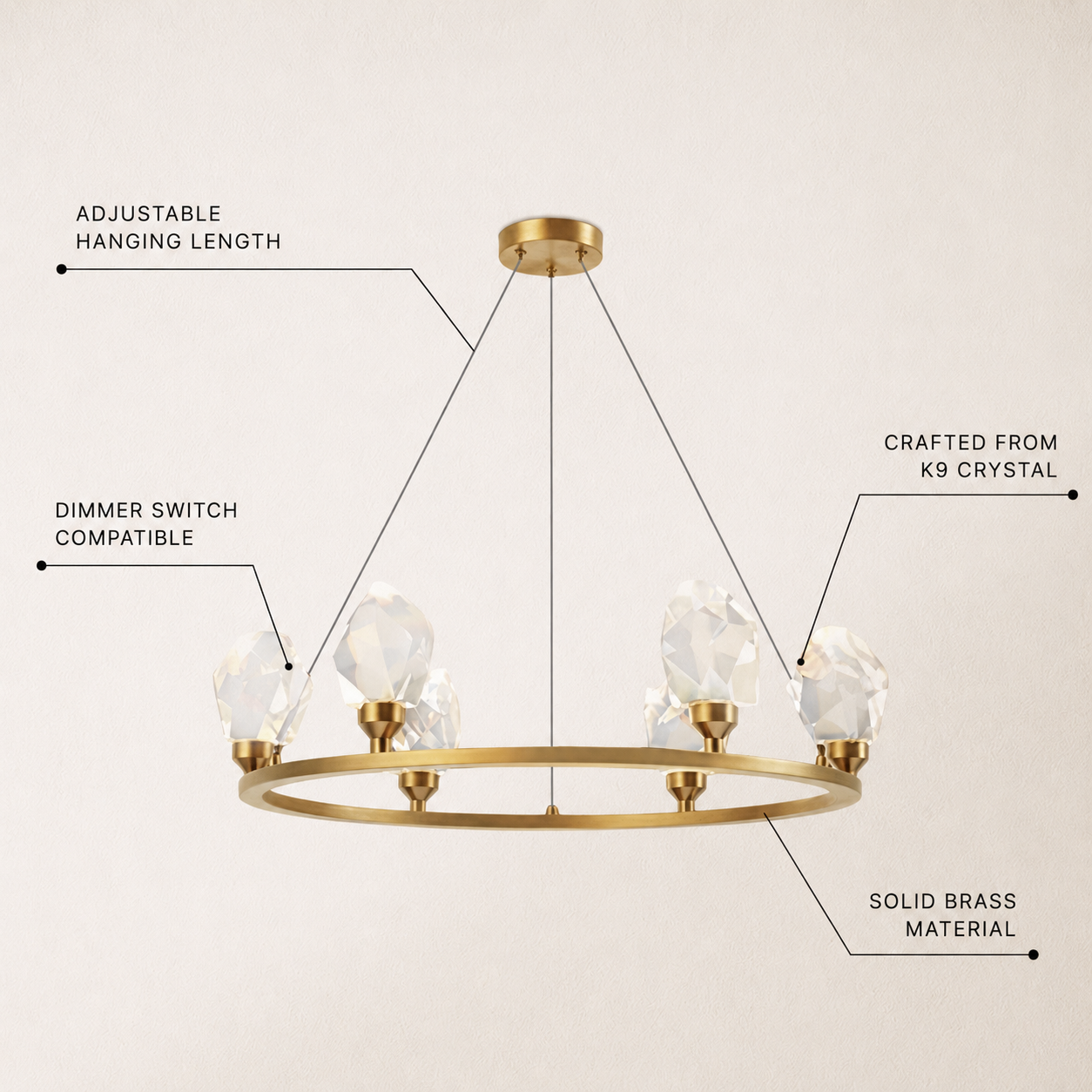 Aurelium Halo Crystal Round Chandelier
