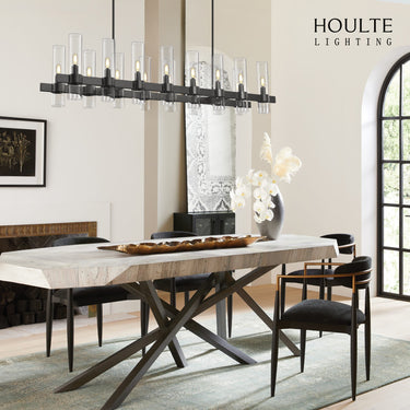 Cylora Glass Tube Rectangular Chandelier 54"