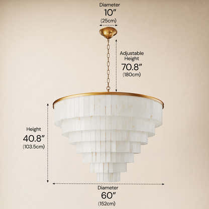 Montrava Alabaster Tiered Round Chandelier 60"D