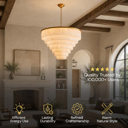 Montrava Alabaster Tiered Round Chandelier 60"D