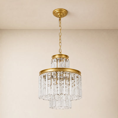 Lucentra Crystal Tiered Round Pendant 15"D