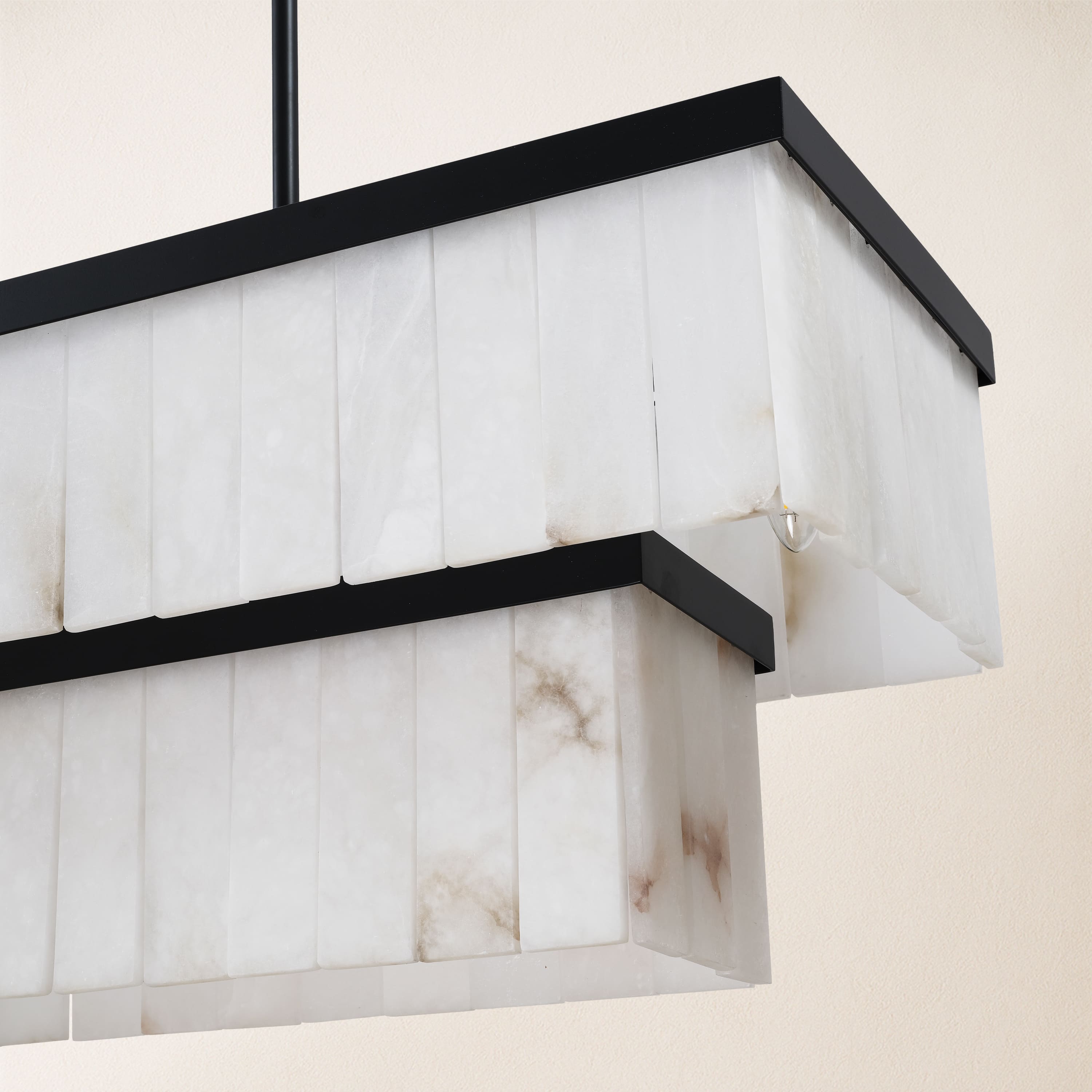 Solmare Alabaster Rectangular Chandelier 55"W