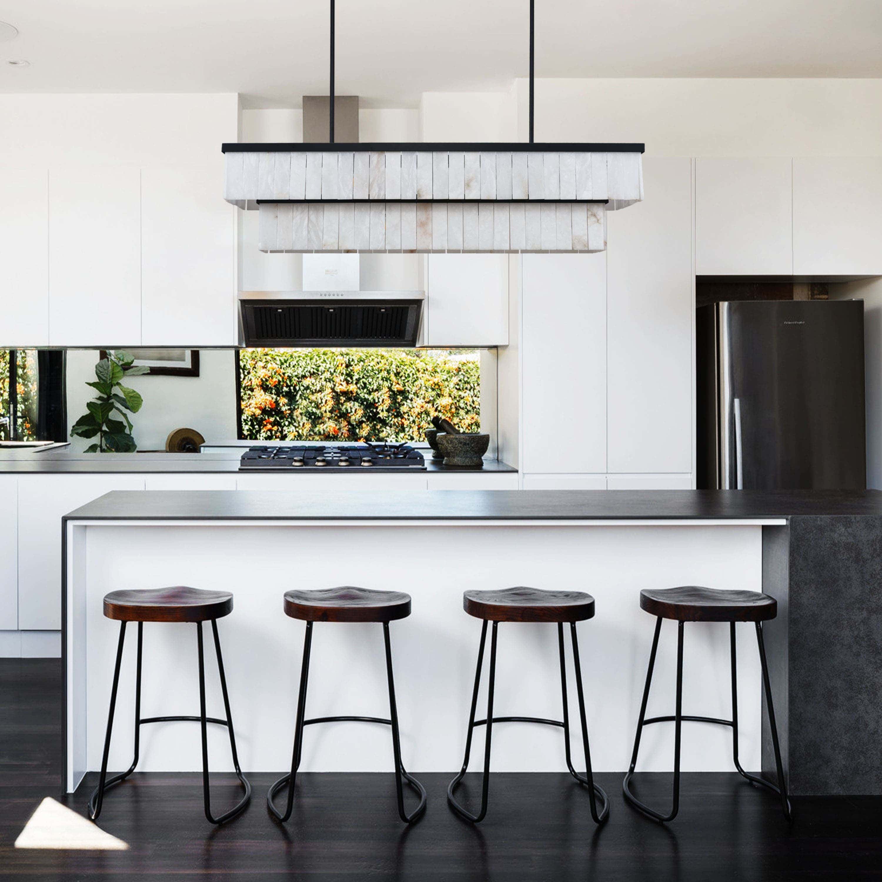 Solmare Alabaster Rectangular Chandelier 55"W