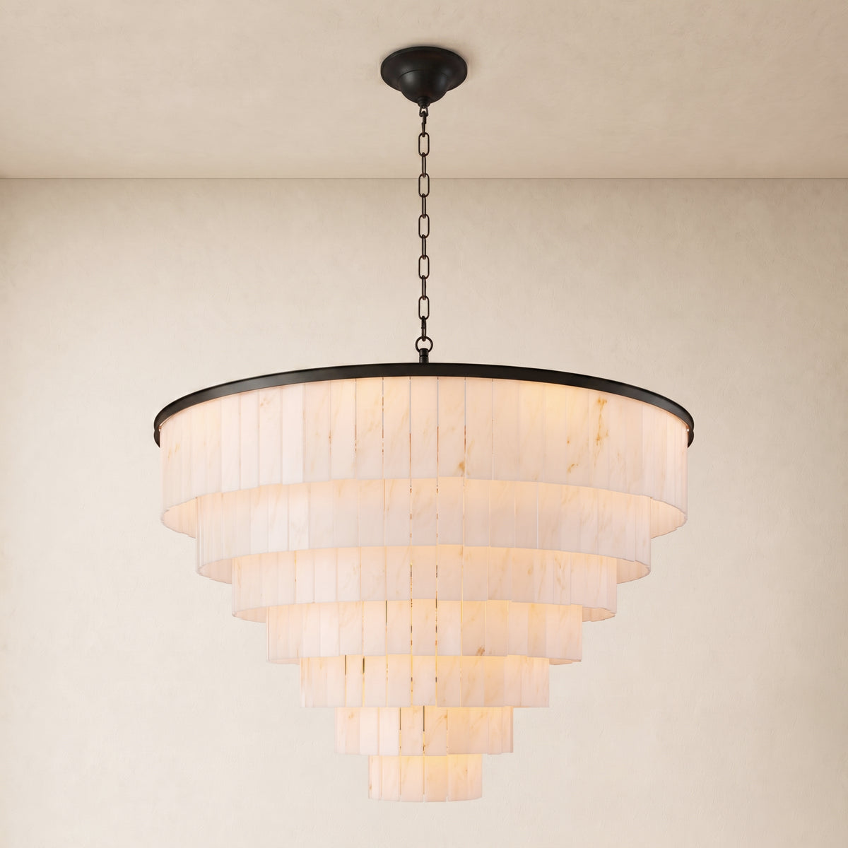 Montrava Alabaster Tiered Round Chandelier 60"D