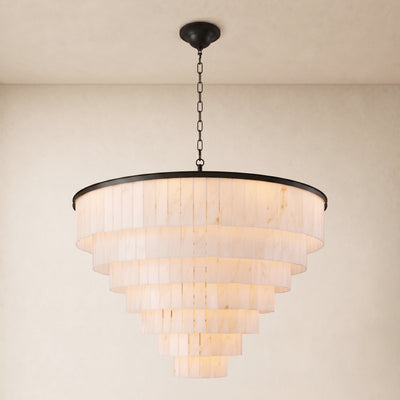 Montrava Alabaster Tiered Round Chandelier 60"D