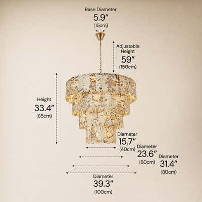 Pietra Quartzite Tiered Chandelier 39.3"D