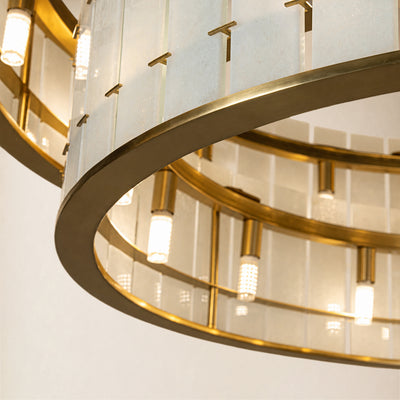 Pietra Frost White Marble Tiered Drum Chandelier 33.4"D