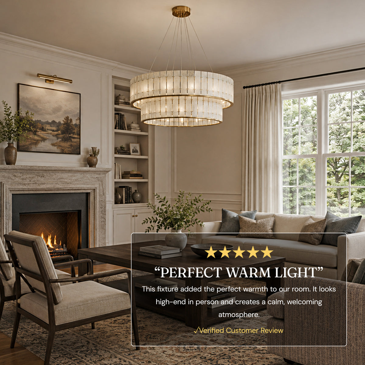 Pietra Frost White Marble Tiered Drum Chandelier 33.4"D