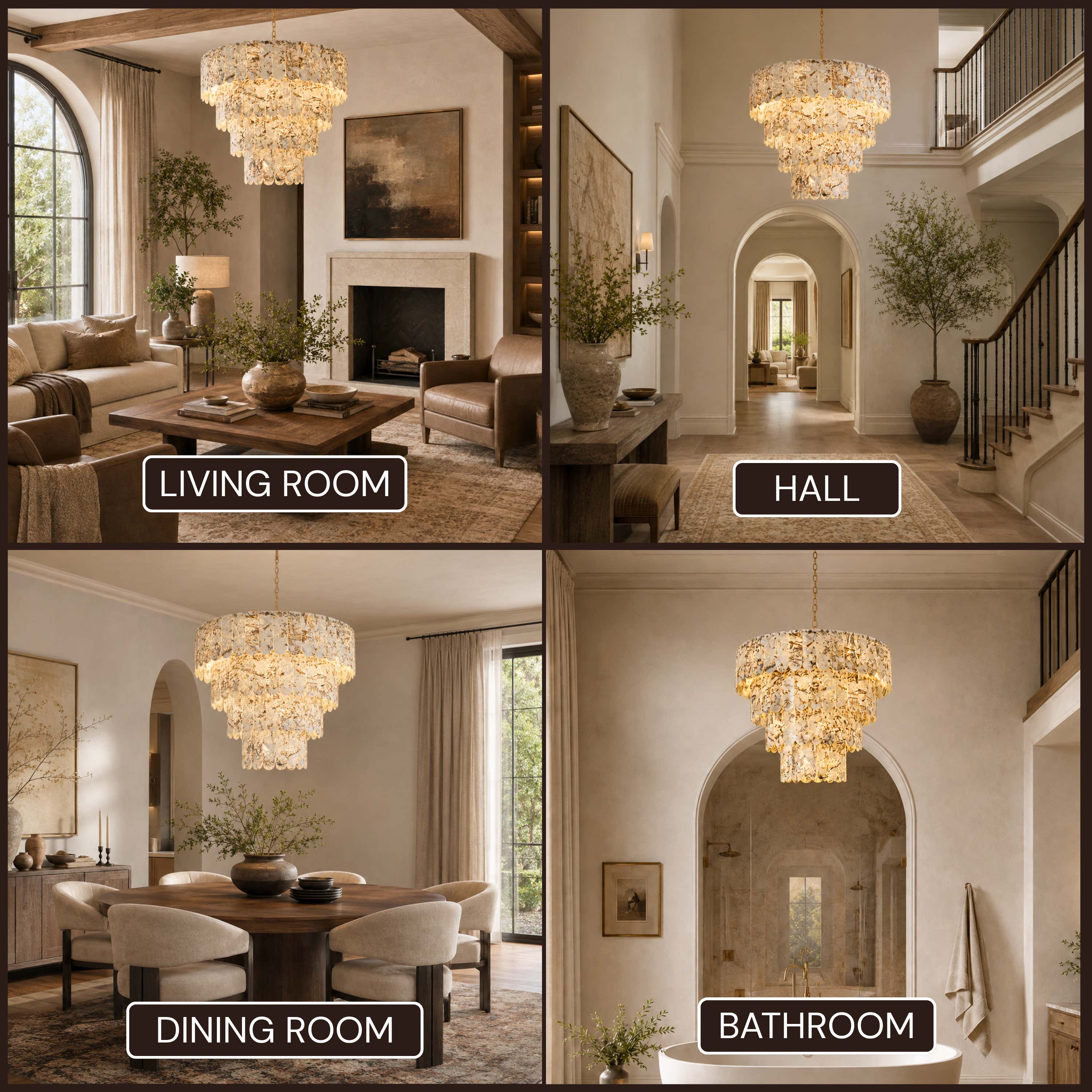 Pietra Quartzite Tiered Chandelier 39.3"D