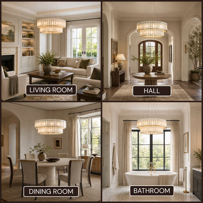 Pietra Frost White Marble Tiered Drum Chandelier 33.4"D