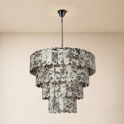 Pietra Snowflake Marble Rounded Tiered Chandelier 39.3"D