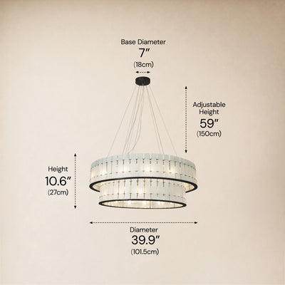 Pietra Frost White Marble Tiered Drum Chandelier 33.4"D