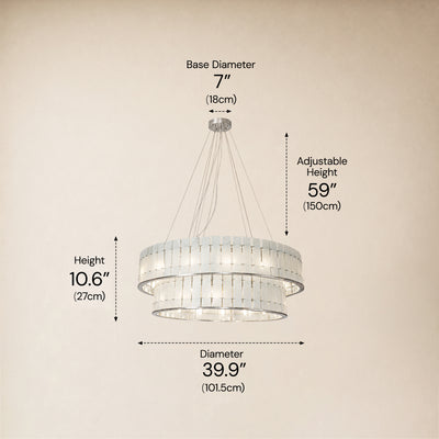Pietra Frost White Marble Tiered Drum Chandelier 33.4"D