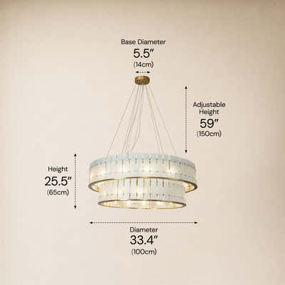 Pietra White Alabaster Tiered Drum Chandelier 33.4"D