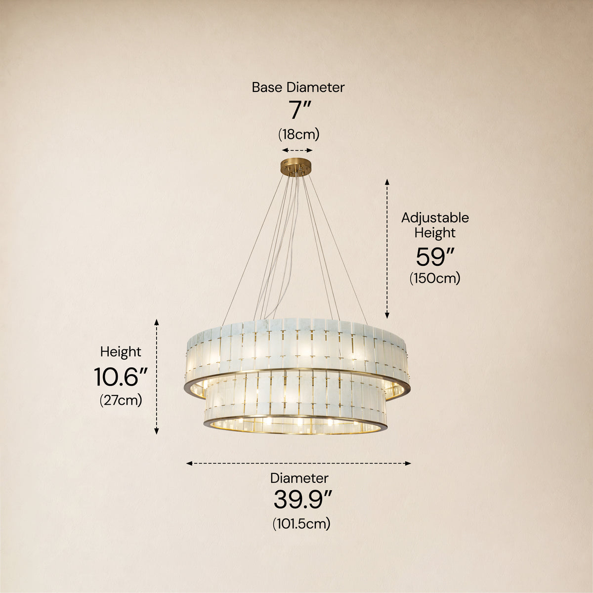 Pietra Frost White Marble Tiered Drum Chandelier 33.4"D