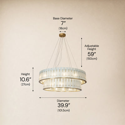 Pietra Frost White Marble Tiered Drum Chandelier 33.4"D
