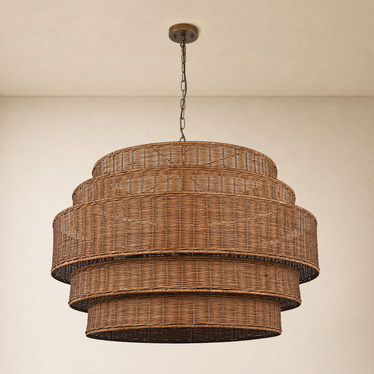 Cavana Rattan Tiered Round Chandelier 40.1"W #Finish_Natural,Size_40"