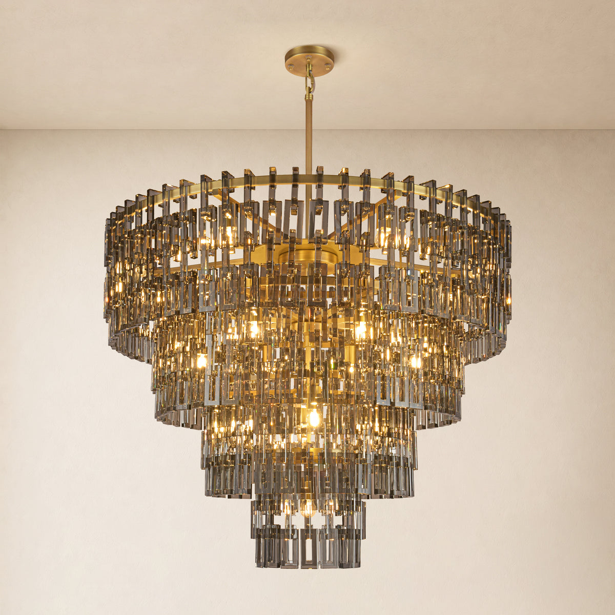 Cirelle Crystal Round Chandelier 46"D #Color_Smoke