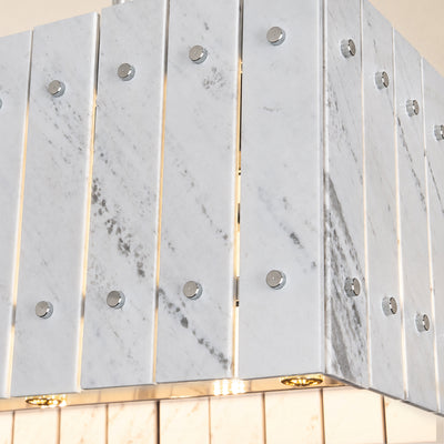 Pietra Porcelain White Marble Rectangular Chandelier 47.2"W