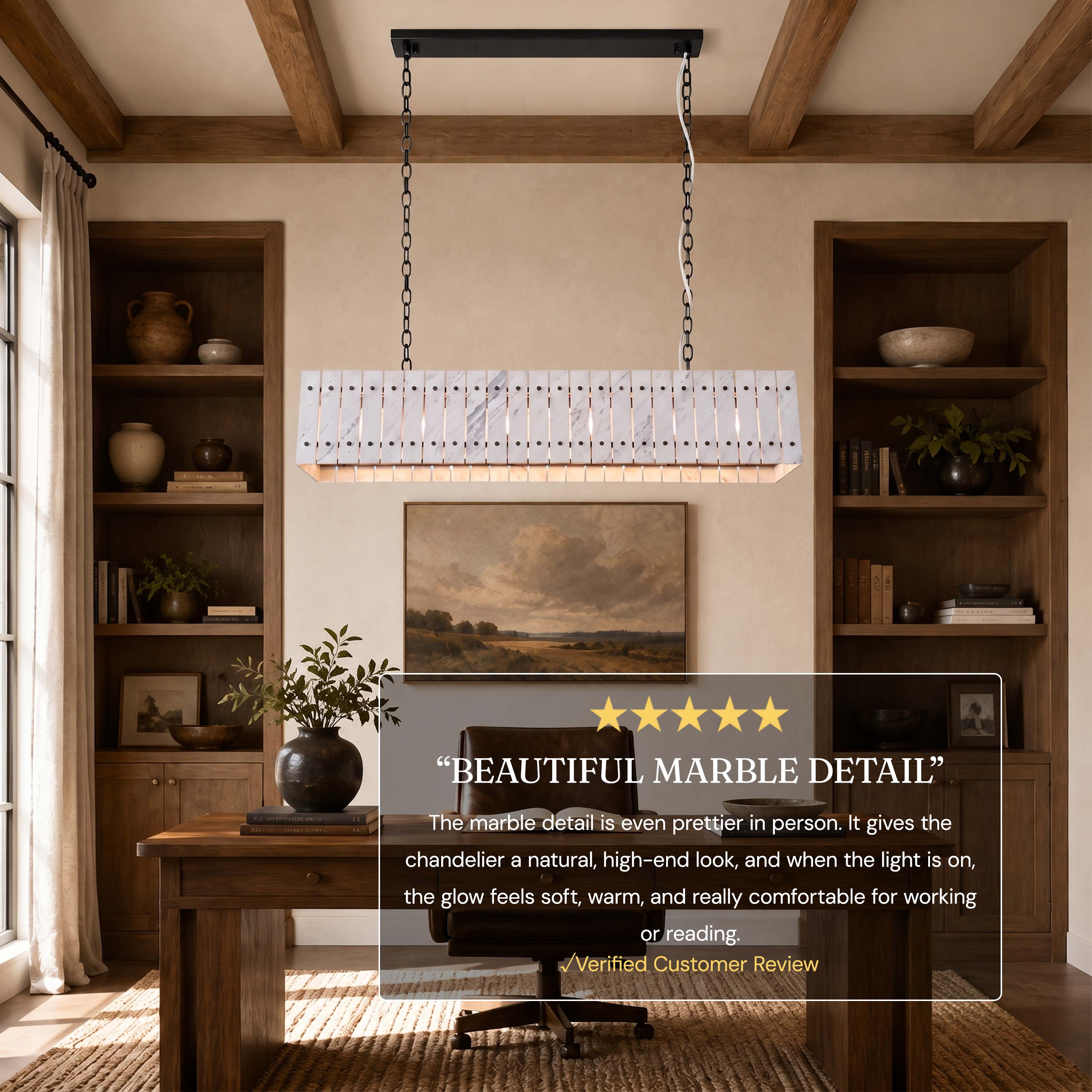 Pietra Marble Rectangular Chandelier 47.2"W