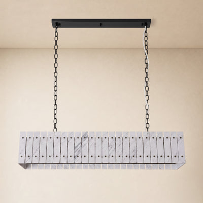 Pietra Porcelain White Marble Rectangular Chandelier 47.2"W