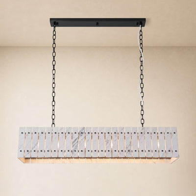 Pietra Porcelain White Marble Rectangular Chandelier 47.2"W