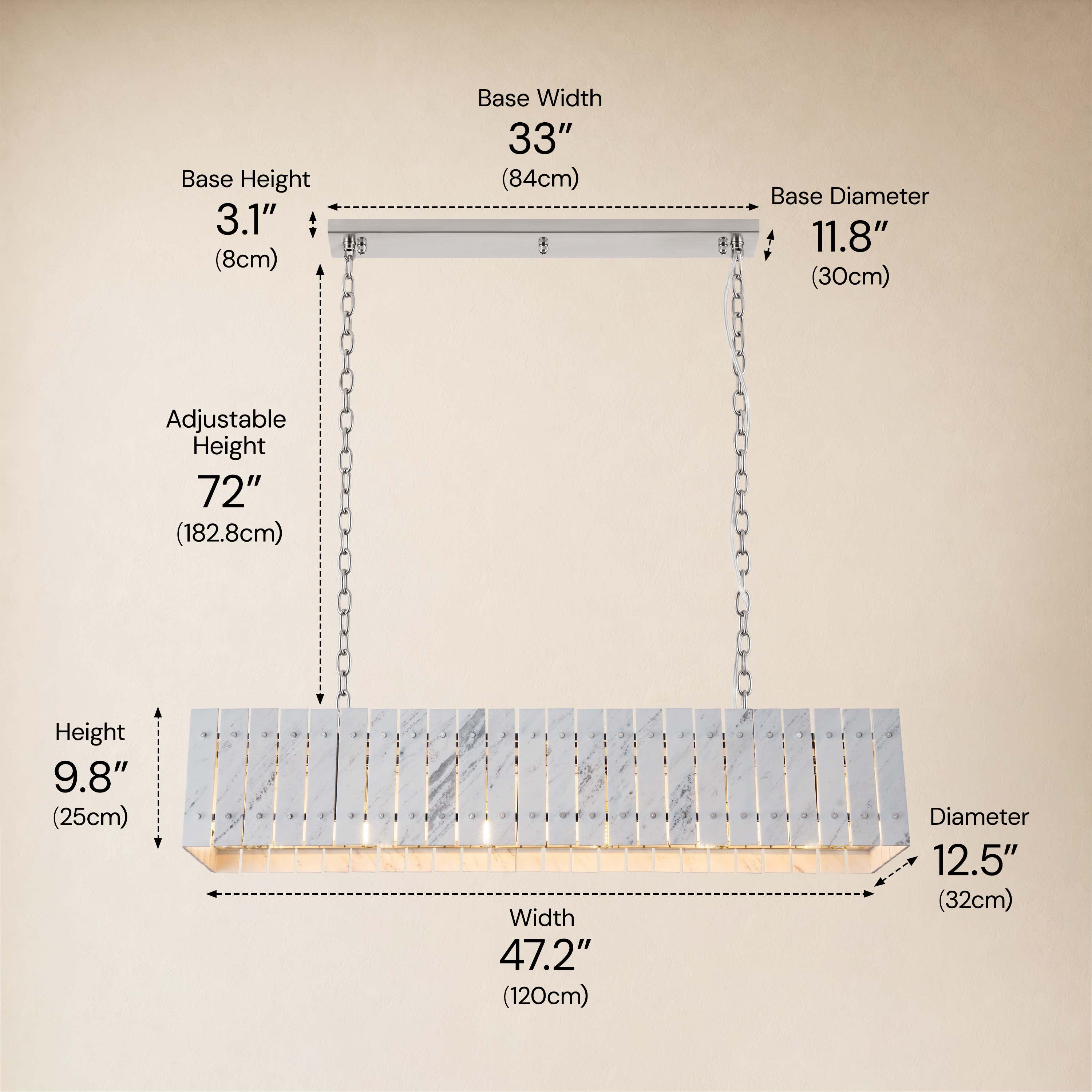 Pietra Marble Rectangular Chandelier 47.2"W
