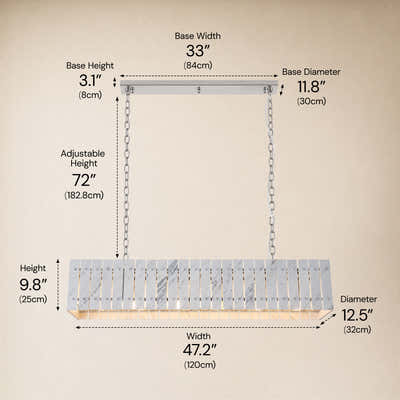 Pietra Marble Rectangular Chandelier 47.2"W