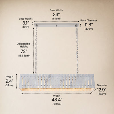Pietra Porcelain White Marble Rectangular Chandelier 47.2"W