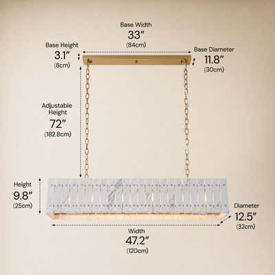 Pietra Marble Rectangular Chandelier 47.2"W