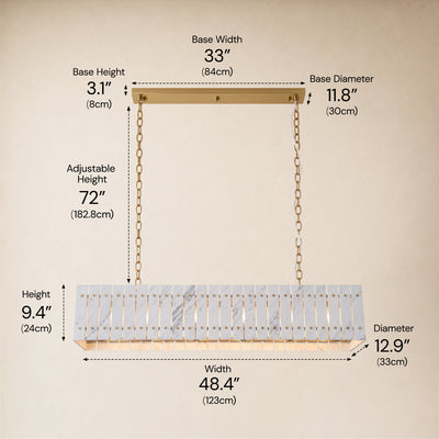 Pietra Porcelain White Marble Rectangular Chandelier 47.2"W