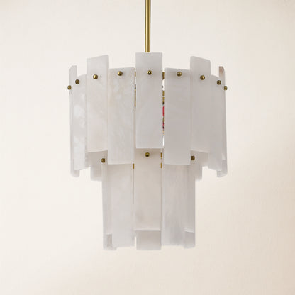Nivislight Alabaster 2-Tier Round Chandelier 33cm