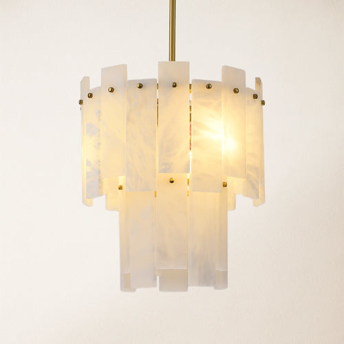 Nivislight Alabaster 2-Tier Round Chandelier 33cm