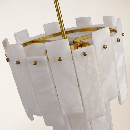 Nivislight Alabaster 2-Tier Round Chandelier 33cm