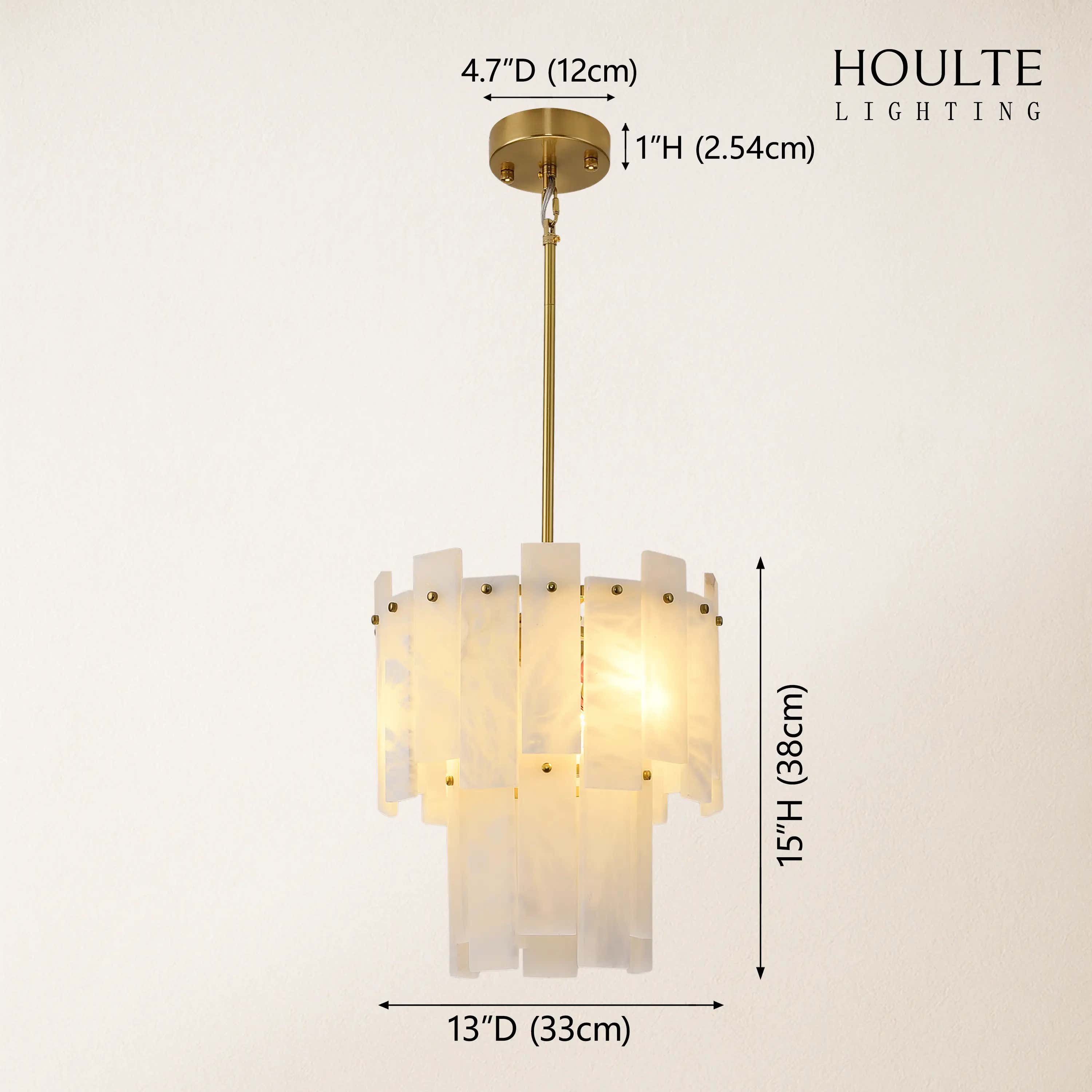 Nivislight Alabaster 2-Tier Round Chandelier 33cm dimensions 1