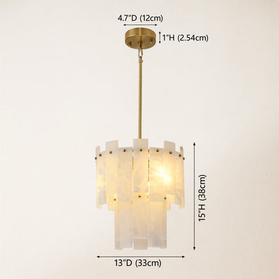 Nivislight Alabaster 2-Tier Round Pendant 13"