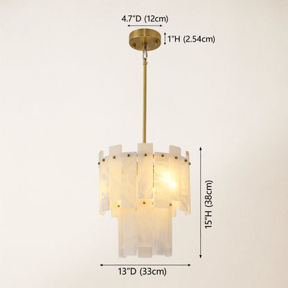 Nivislight Alabaster 2-Tier Round Chandelier 33cm