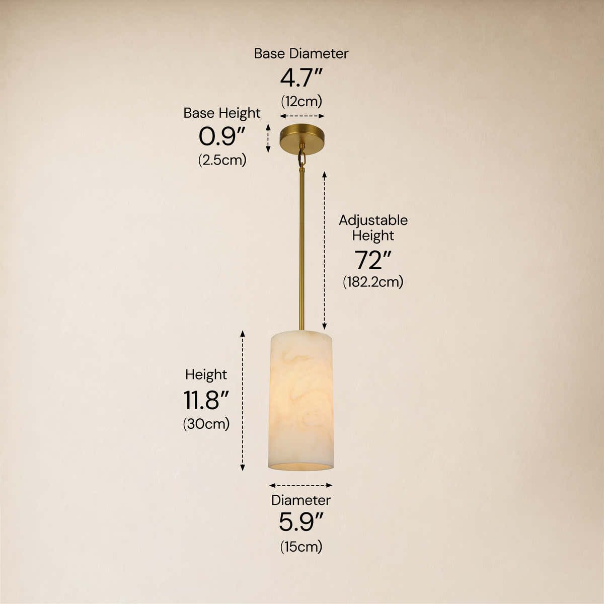 Arlo Resin Cylinder Pendant 5.9"D dimensions 1