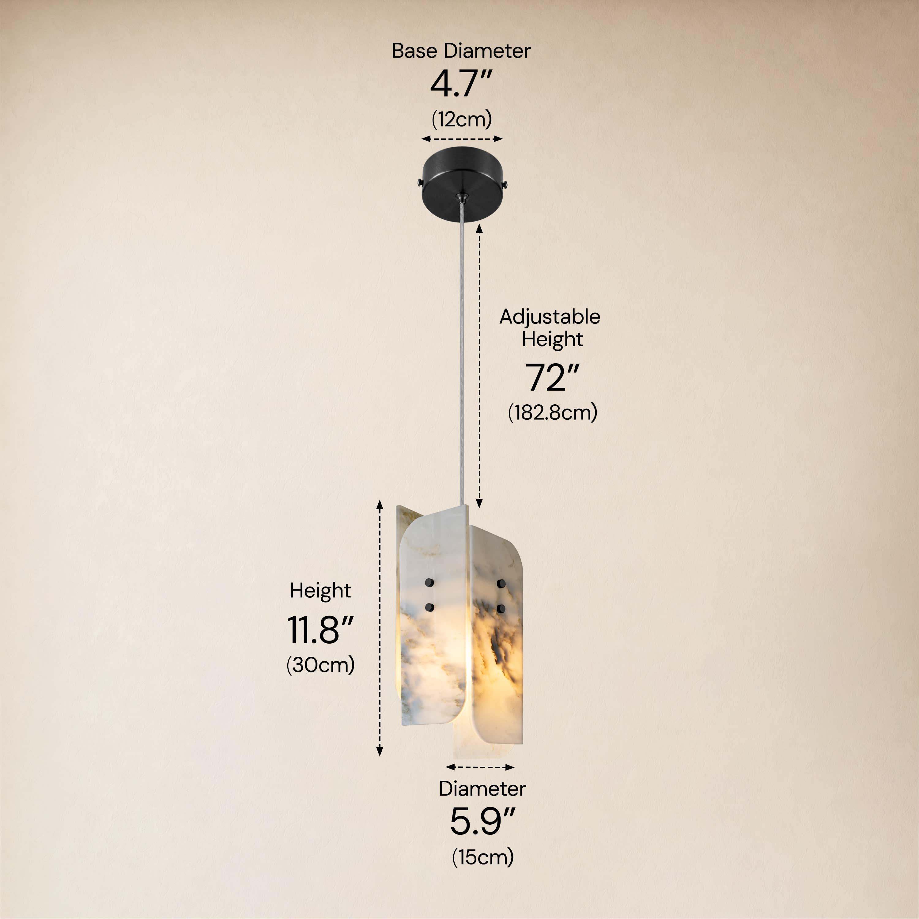 Pietra White Marble Pendant 5.9"D