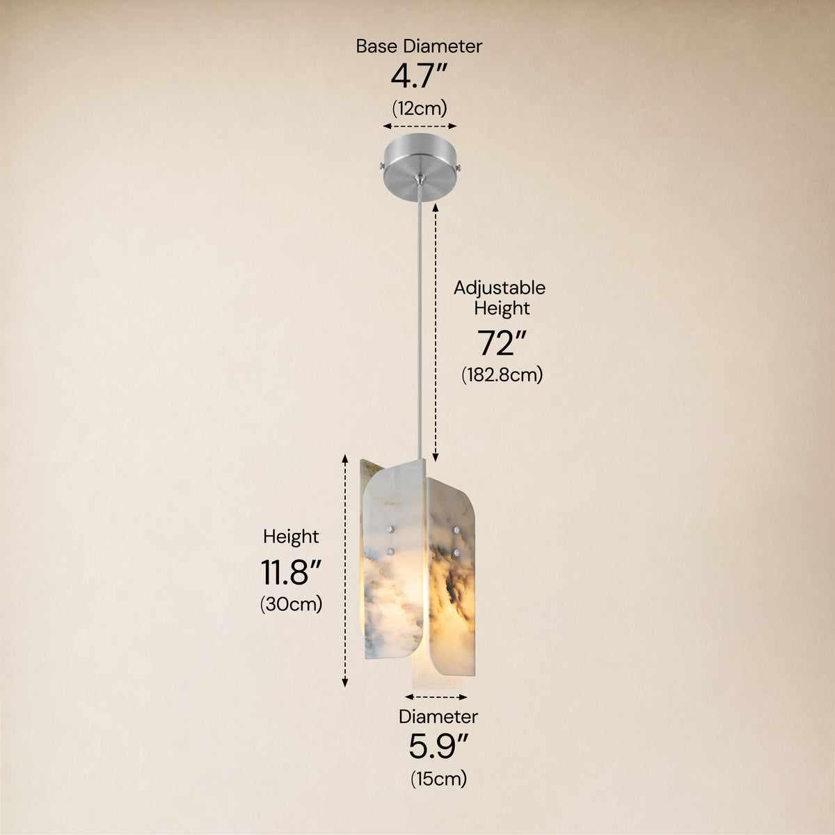Pietra White Marble Pendant 5.9"D