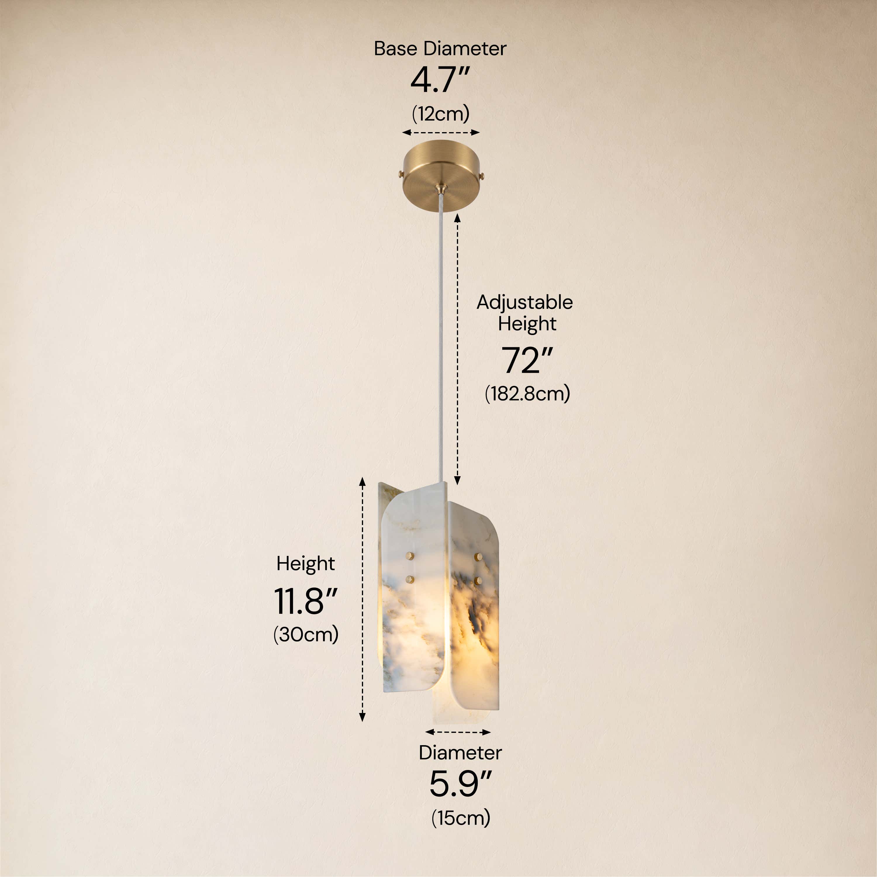Pietra White Marble Pendant 5.9"D