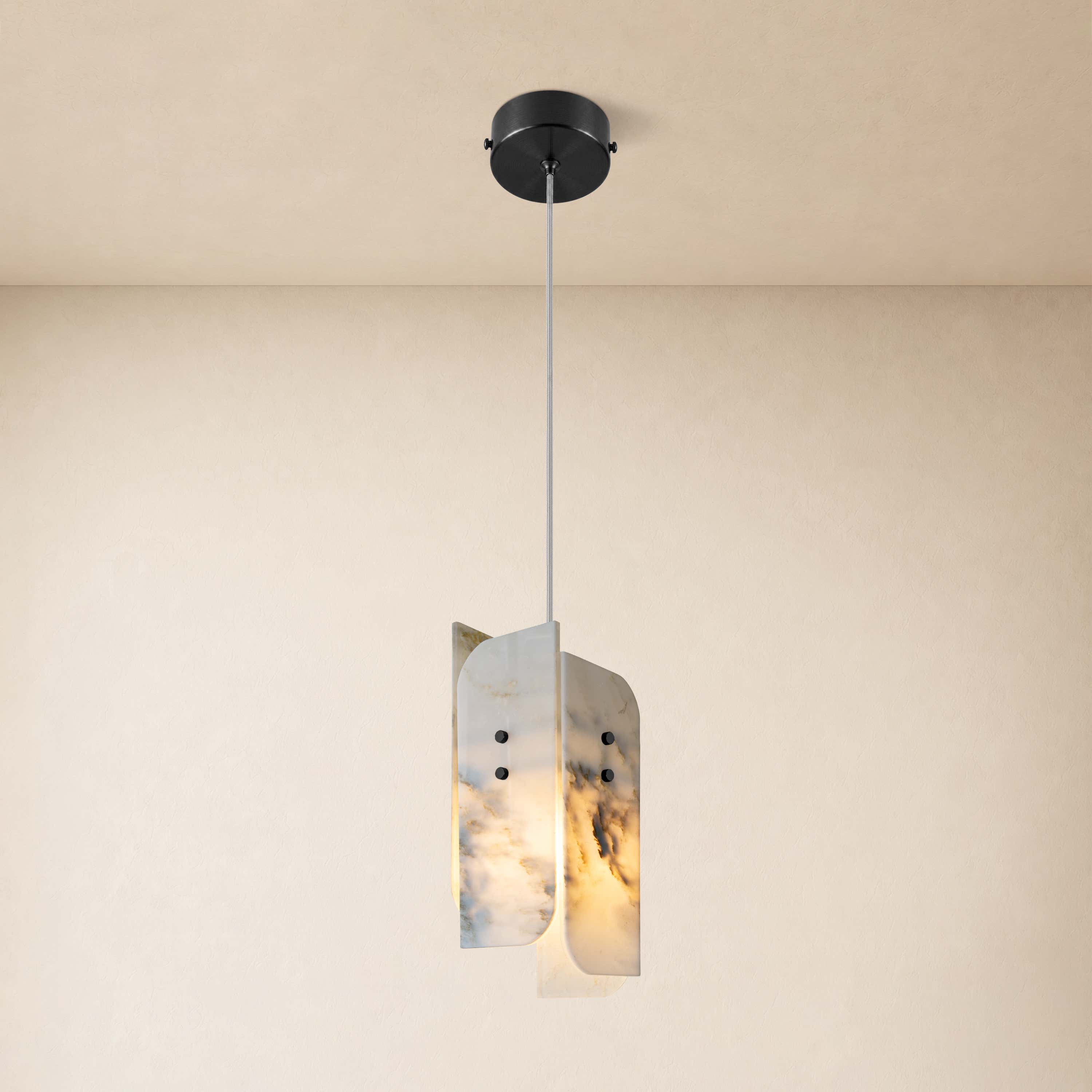 Pietra White Marble Pendant 5.9"D