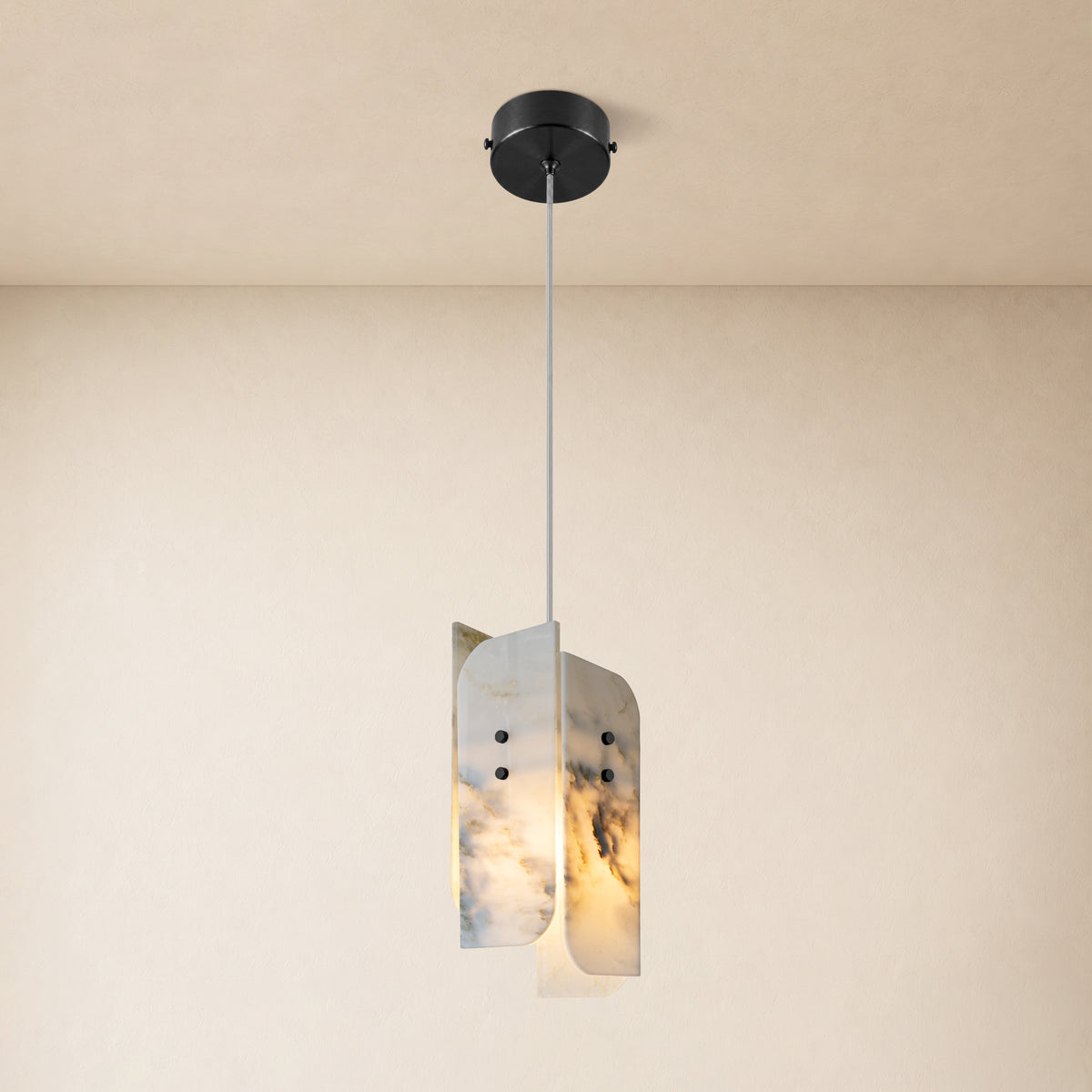 Pietra White Marble Pendant 5.9"D