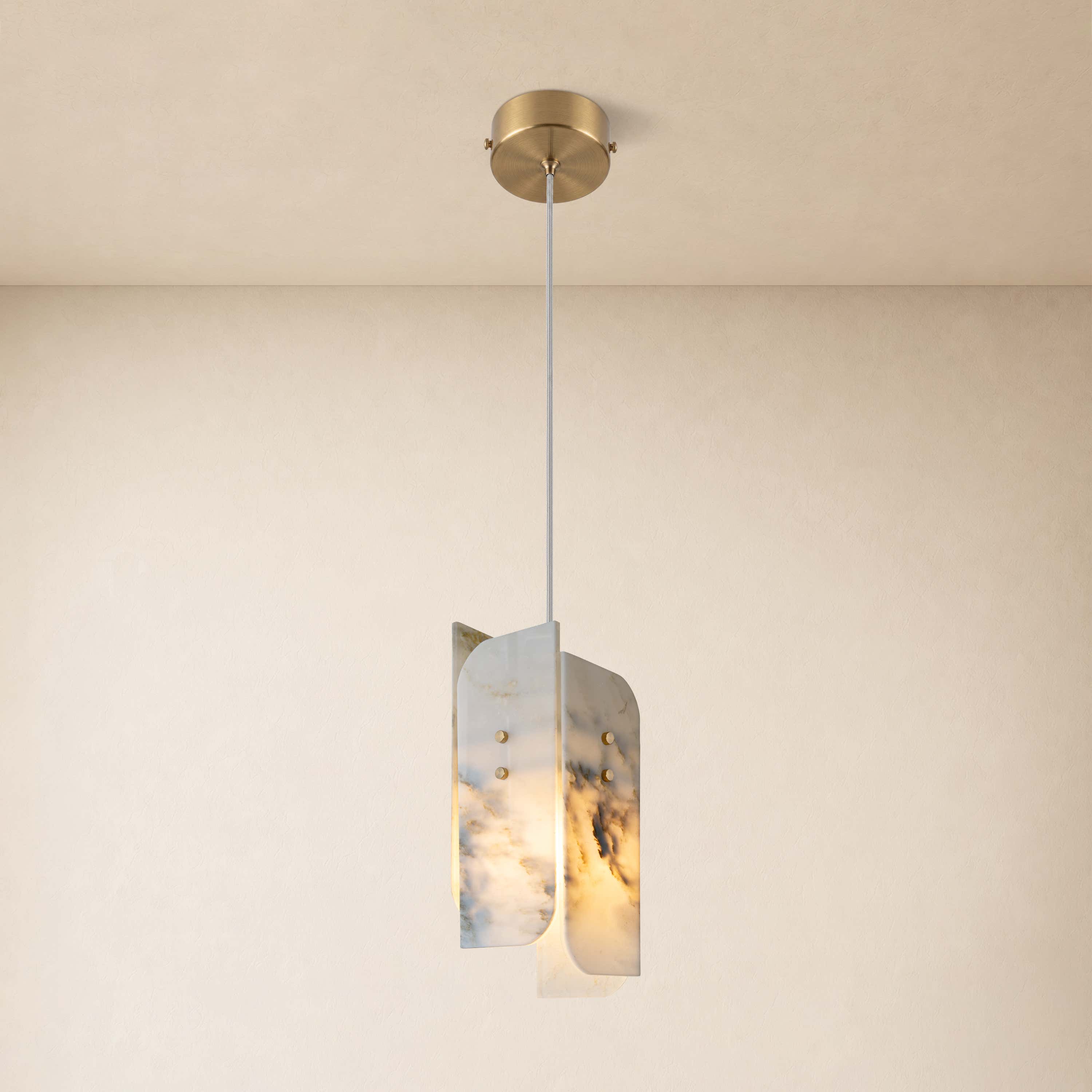 Pietra White Marble Pendant 5.9"D