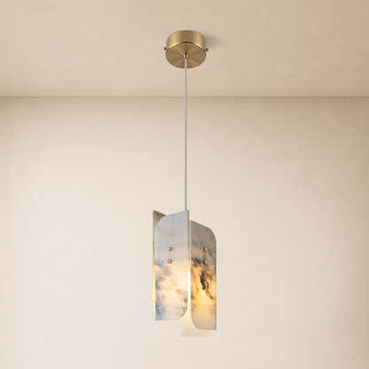 Pietra White Marble Pendant 5.9"D