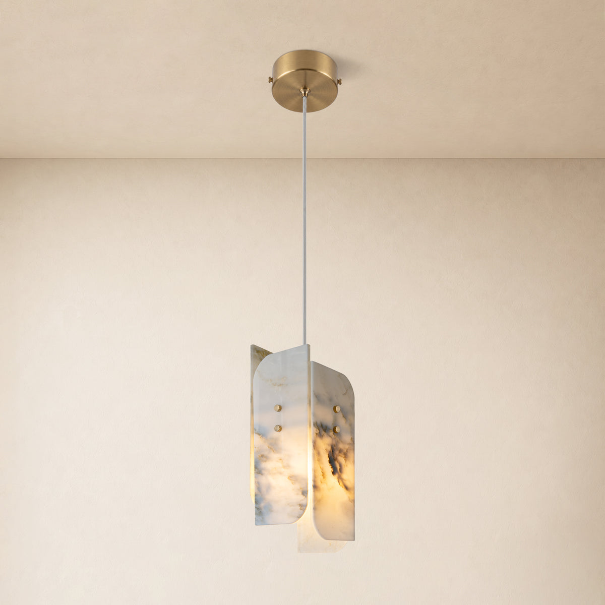 Pietra White Marble Pendant 5.9"D