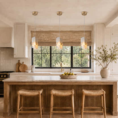 Pietra White Marble Pendant 5.9"D