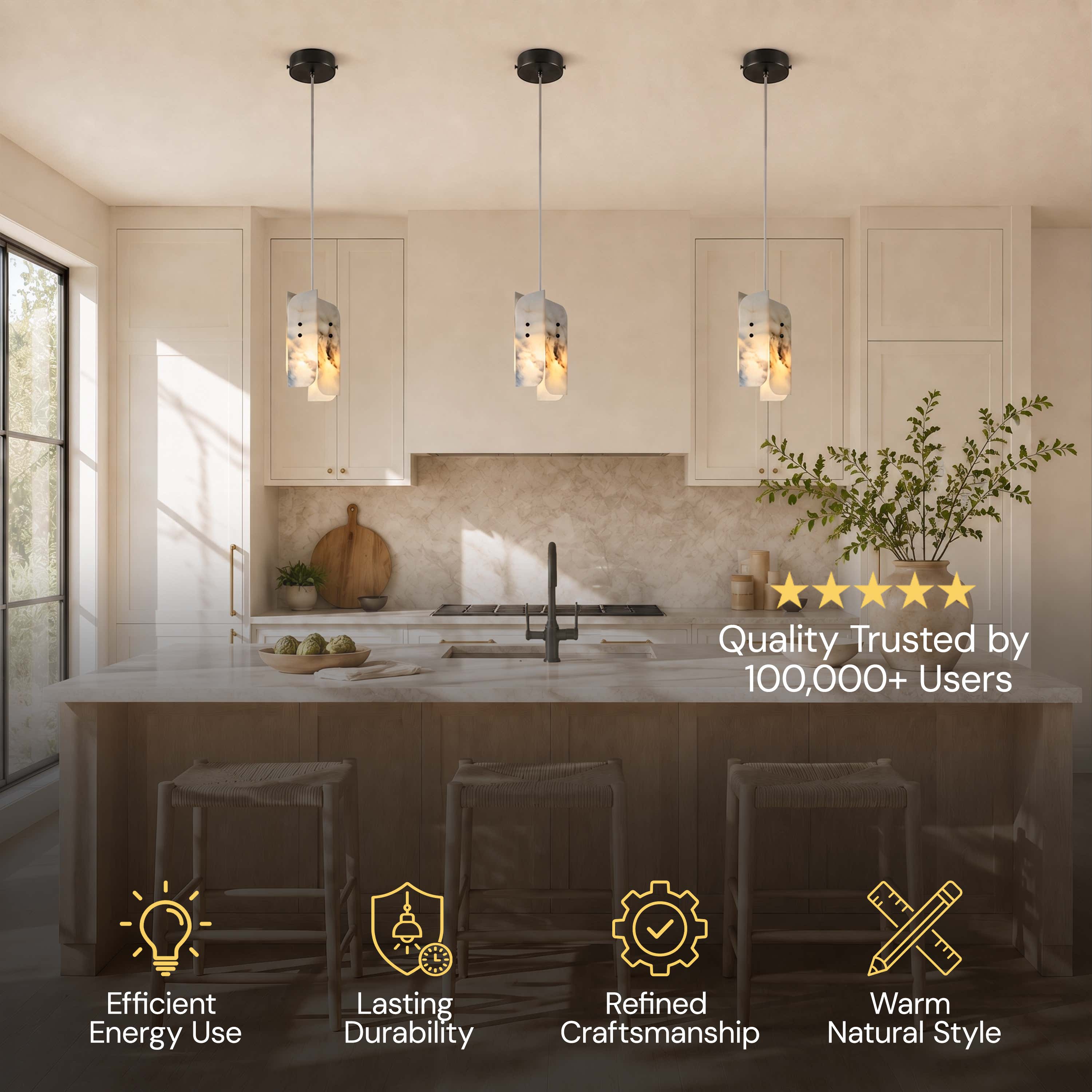Pietra White Marble Pendant 5.9"D