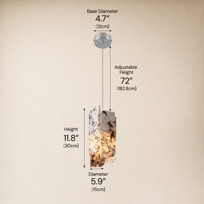 Pietra Snowland Marble Curved Pendant 5.9"D